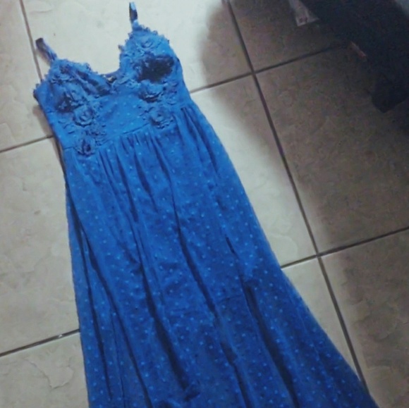 Steps New York Passion Blue Floral Emroider Dress - Picture 7 of 8